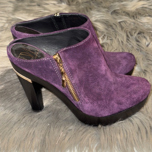 EUC Diane von Furstenberg DVF Purple Suede Heel Mule Pumps Size 6 - Picture 2 of 12